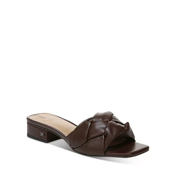 Sam Edelman Dawson Puffed Slide Sandal Dark Brown Open Toe Leather Low Heel 8.5 - Picture 1 of 8